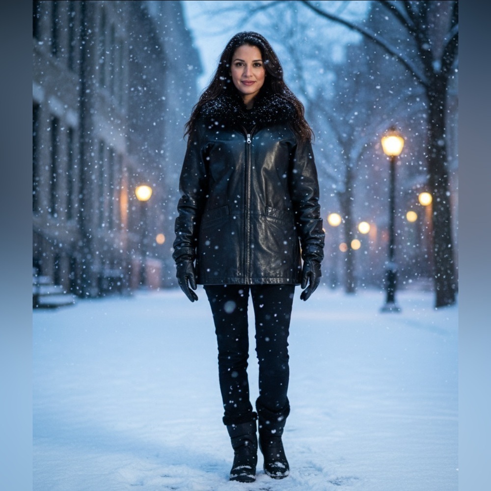 Andrew Marc Leather Jacket With Removable Fur Vest Lining- 2 Jackets in 1